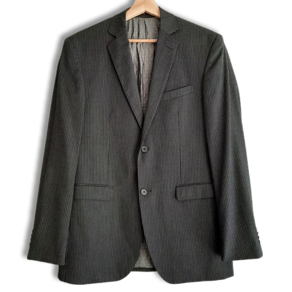 REPORT / Collection 100% Wool Grey Pinstripe Blazer Jacket Sz 40 R